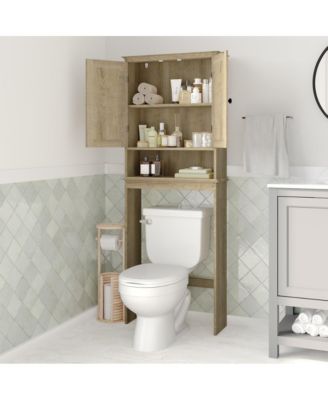 Delilah Over The Toilet Bathroom Organizer With Shelves And Magnetic Closure Doors