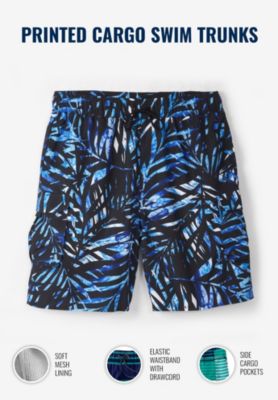 Big & Tall 8" Printed Cargo Swim Trunks