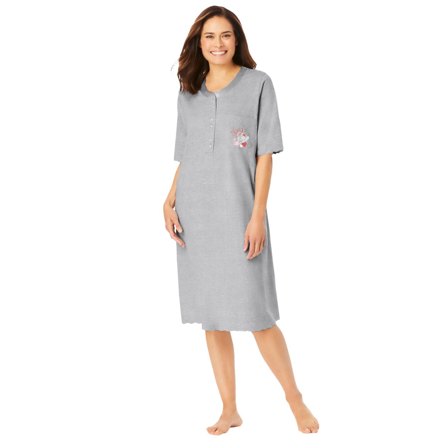 Women's Satin Trim Cotton Sleepshirt
