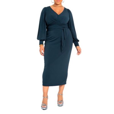Women's Plus Size Cross Front Midi Dress
