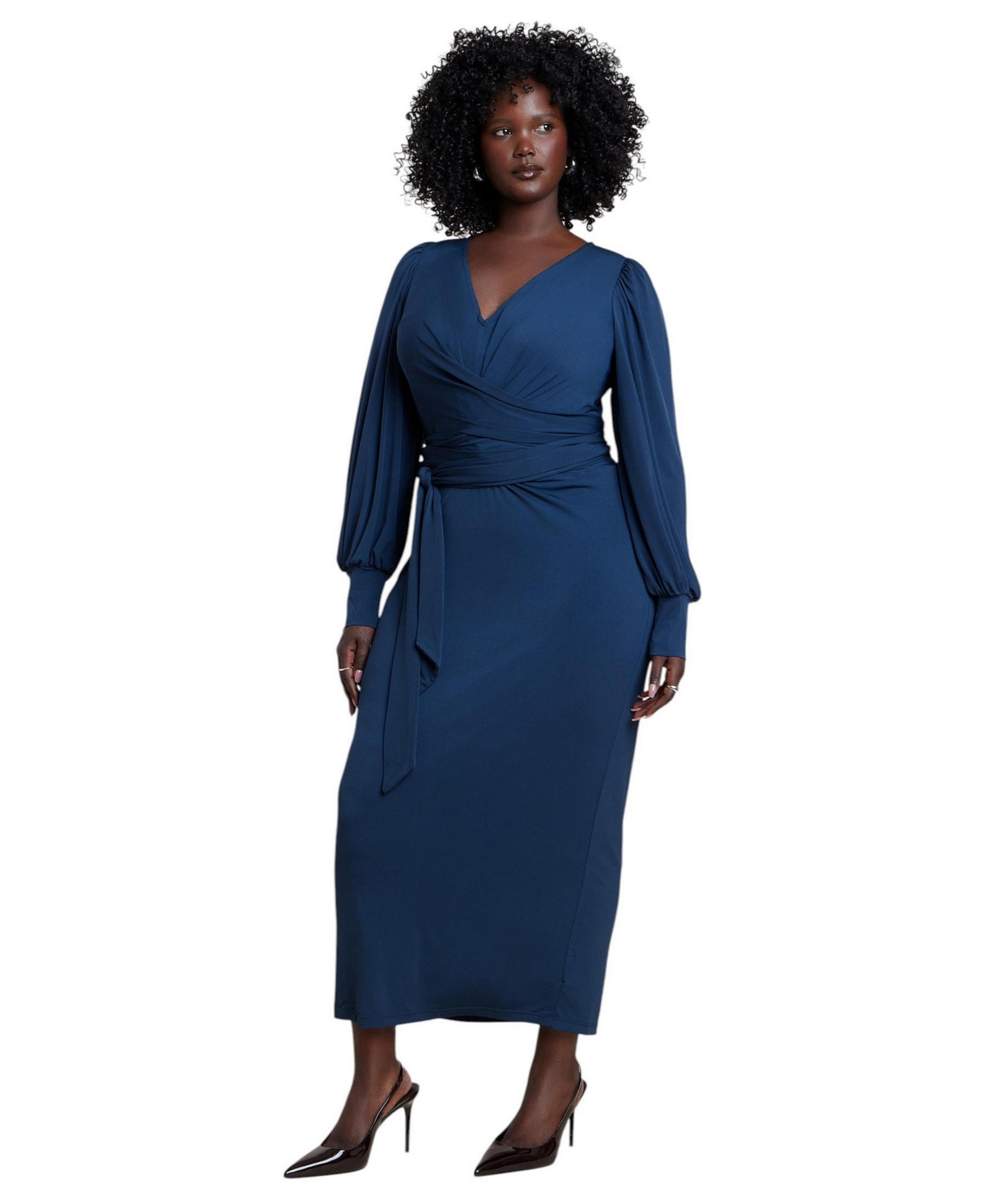 Eloquii Women's Plus Size Cross Front Midi Dress - Carbon