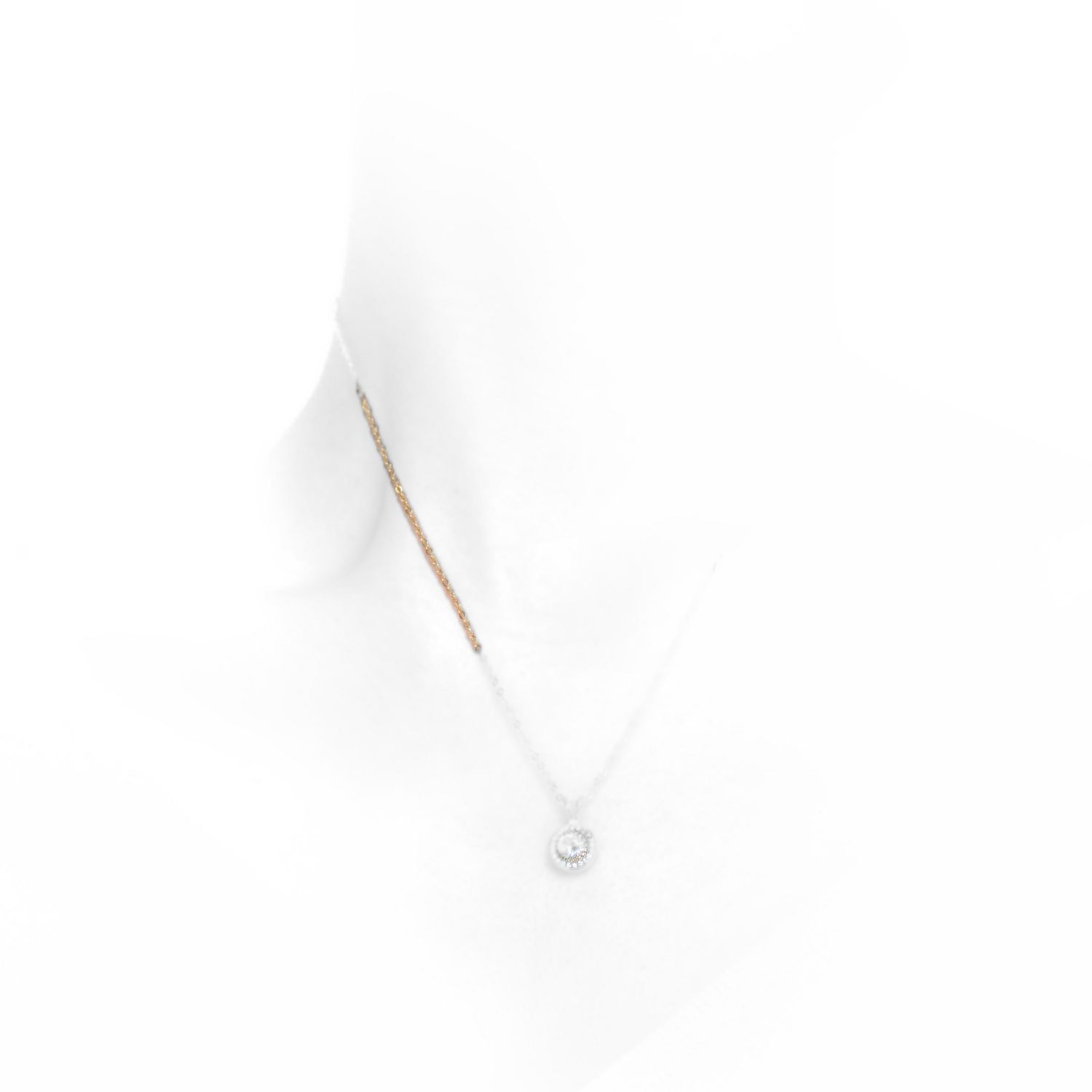 Minimalist Cubic Zirconia Solitaire Dainty Halo Necklace
