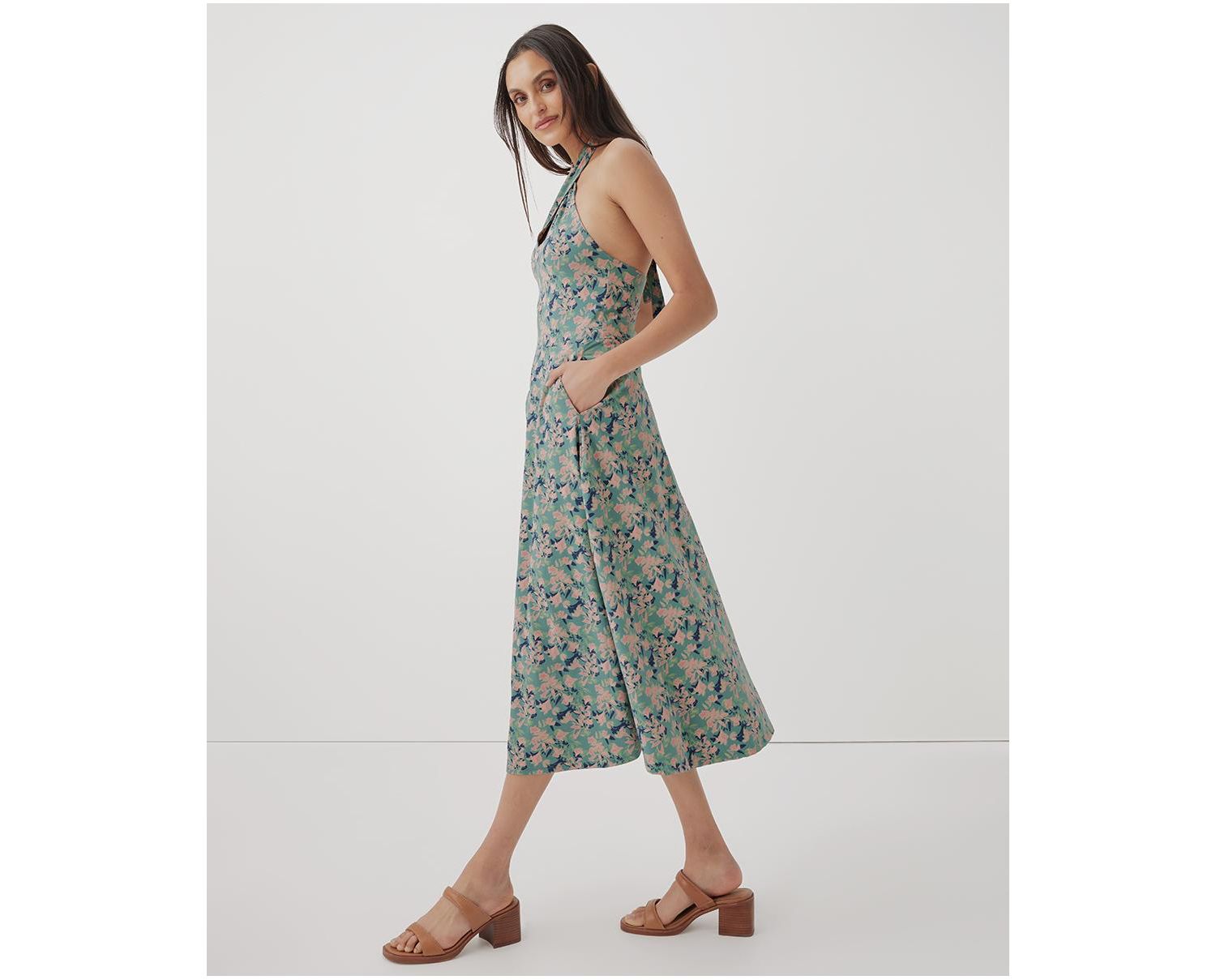 Women's Organic Cotton Fit & Flare Modern Halter Dress