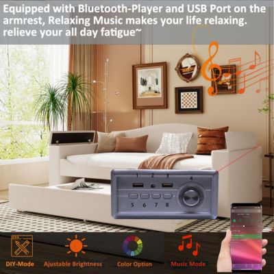 Teddy Fleece Upholstered Daybed with Bluetooth Audio System