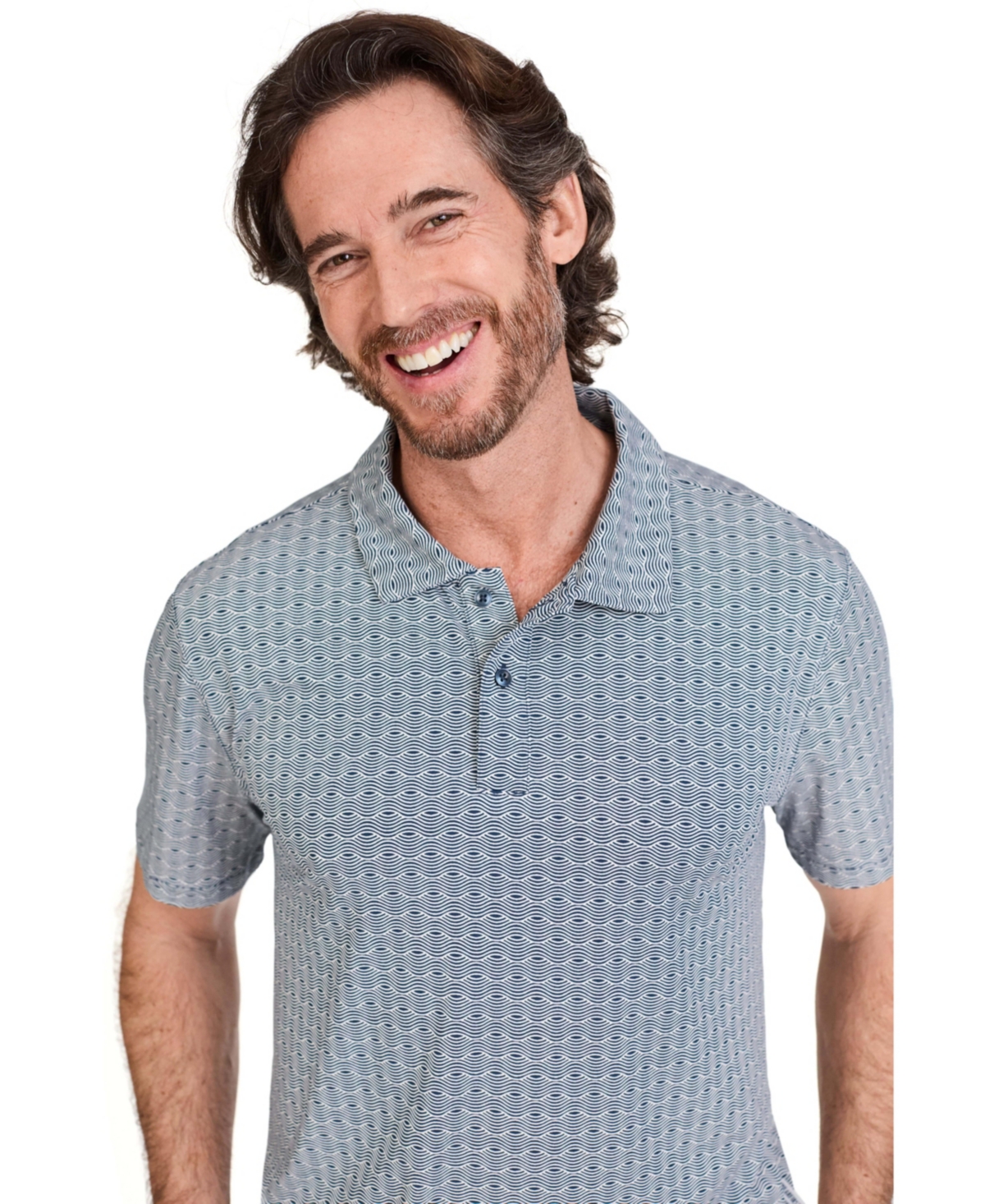 Men's Vista Short Sleeve Polo Shirt - Vintage indigo waves