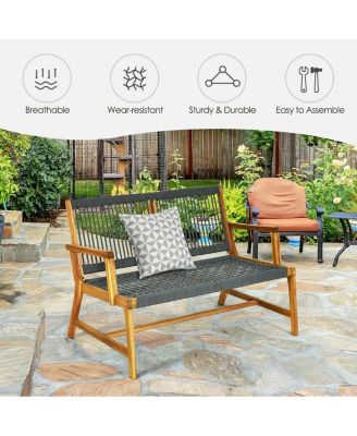 2-Person Acacia Wood Yard Bench for Balcony and Patio