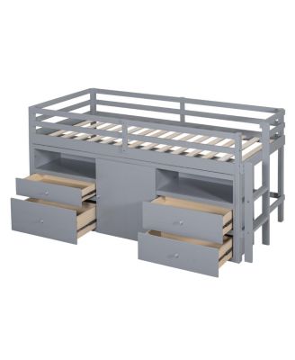  Loft Bed with Storage and Shelves