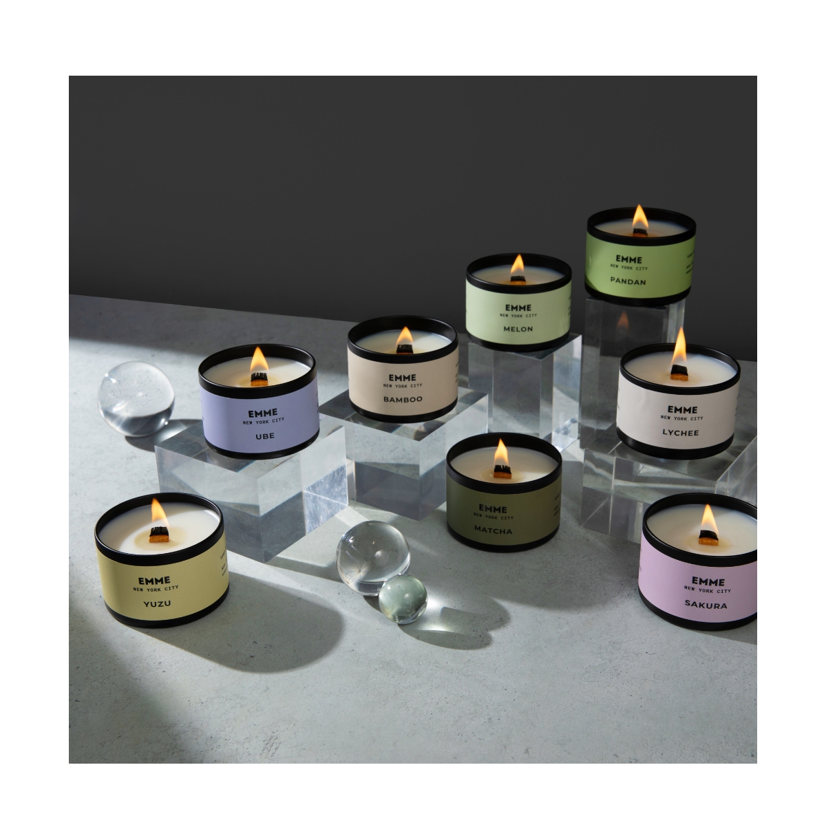 Emme nyc Natural Soy Pandan Scented Candle Tin with Wood Wick 4