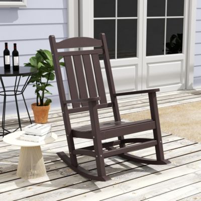 3 Piece Outdoor Porch Rocking Chairs with Round Side Table Set