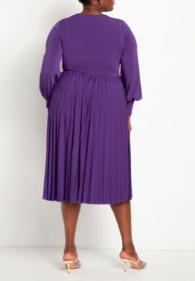 Plus Size Knot Front Pleated Skirt Dress