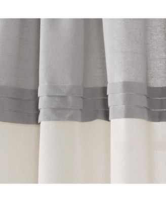 Farmhouse Faux Linen Colorblock Pleated Window Curtain Panels