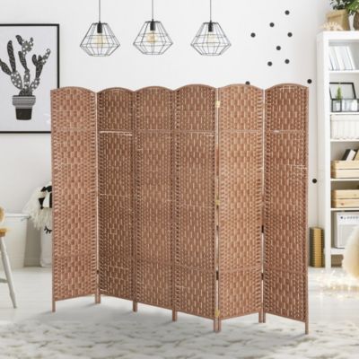 6 Panel Resin Wicker Folding Room Divider Privacy Screen Home Office