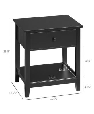 Nightsd Bedside Table End Table Organizer W/ Drawer Shelf