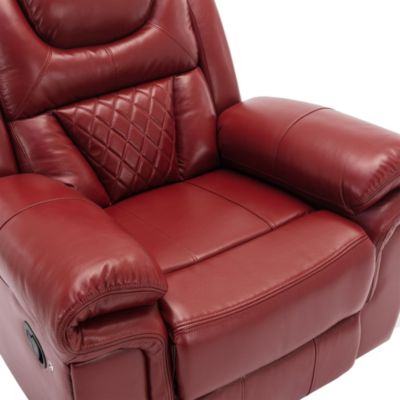 Single Peice Faux Leather Manual Recliner Chair with LED Lights for Home Theater