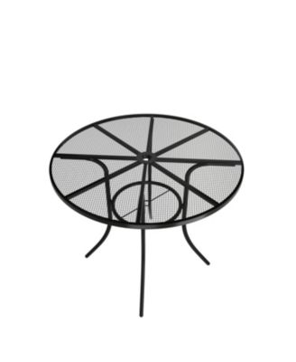 Steel Mesh Table Round Circle Dining Table With Umbrella Hole For Patios