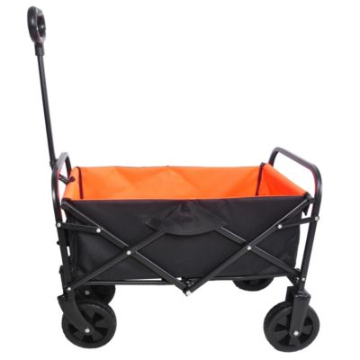 Folding Wagon Garden Shopping Beach Cart (Black+Yellow)