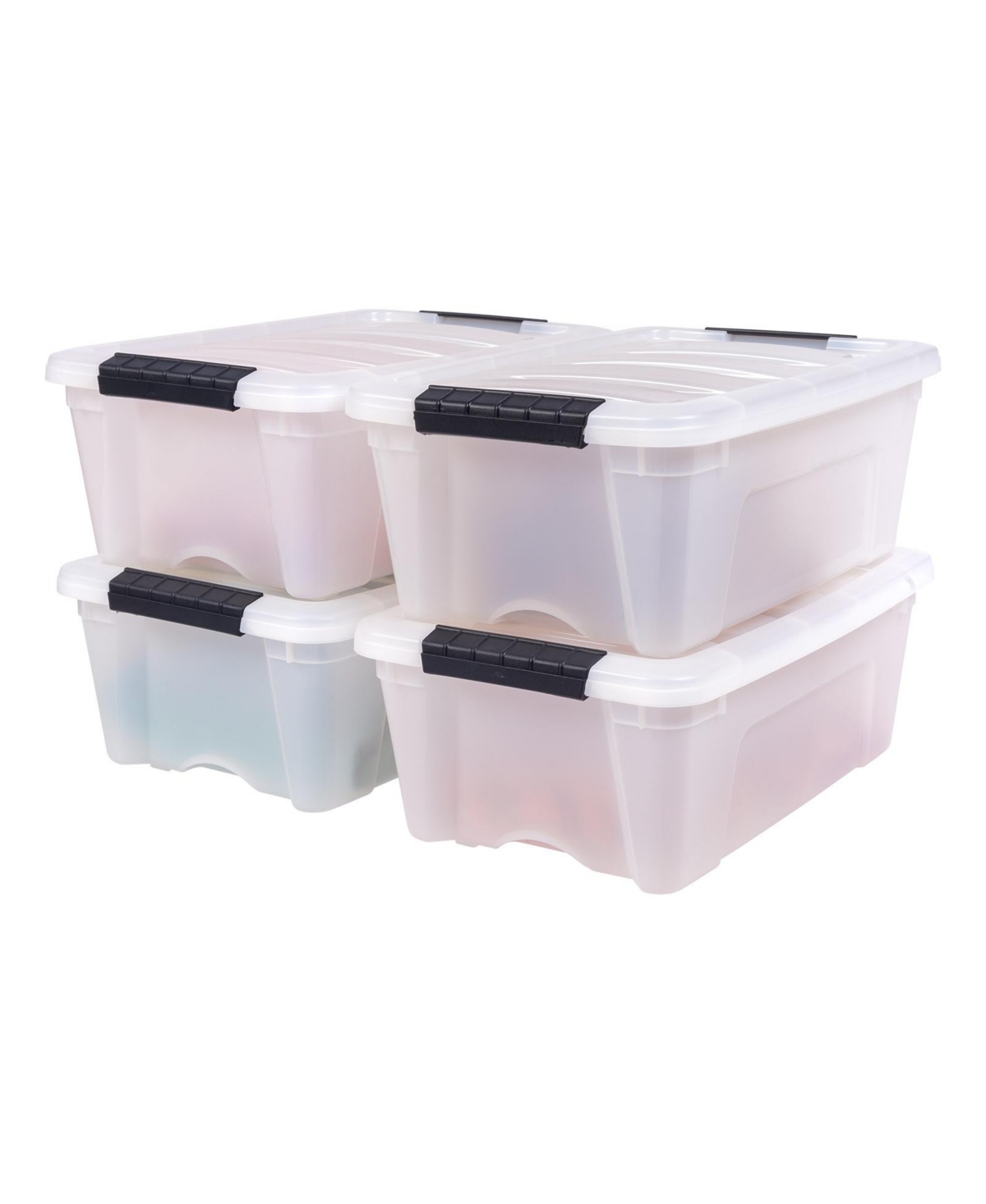 13 Qt Stackable Plastic Storage Bins with Lids, 4 Pack - Bpa-Free, Made in Usa - Discreet Organizing Solution, Latches, Durable Nestable Cont
