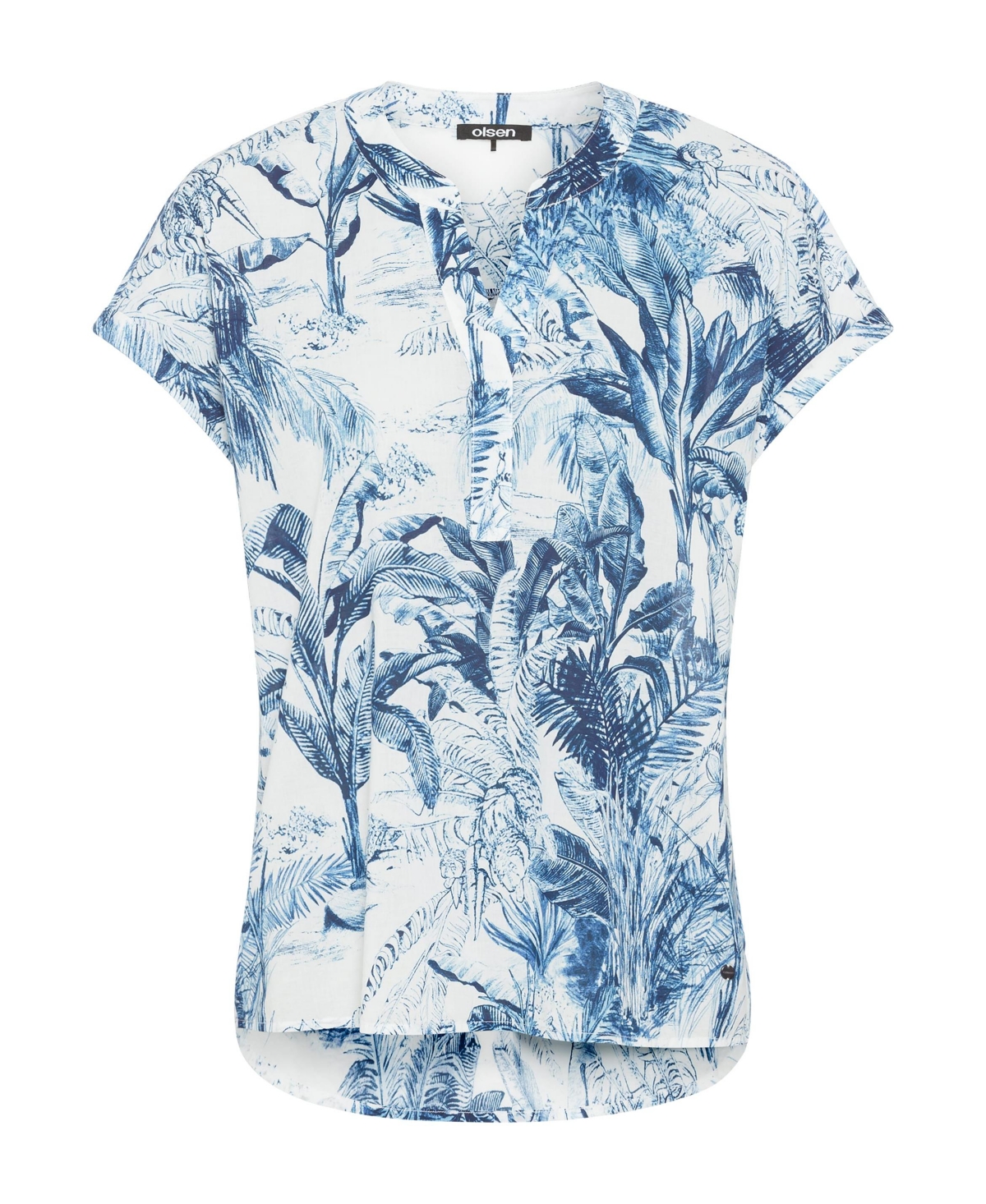 Olsen Women's 100% Cotton Allover Tropic Leaf Blouse
