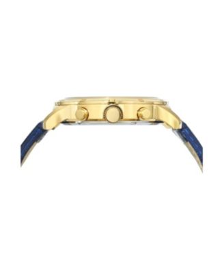 NYC Chrono Genuine Leather Gold Tone & Blue Men's Watch 1282BNYL