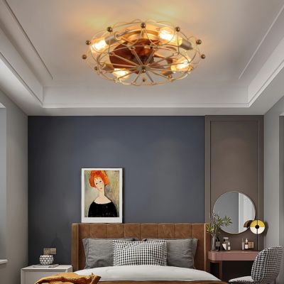 19 x 19 x 5 inches Low-Profile Caged Ceiling Fan with Remote