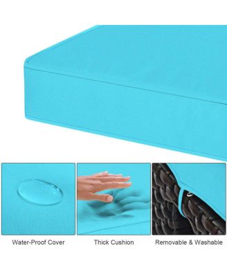 2 Pieces Patio Rattan Ottoman Seat with Removable Cushions