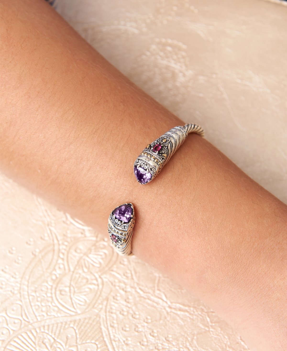 Devata Amethyst & Bali Uluwatu Cuff Bracelet in Sterlingand 18K Gold - Silver
