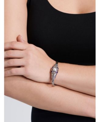 Citrine, Freshwater Cultured Pearl & Bali Filigree with Dragon Bone Oval 5mm Chain Bracelet in Sterling Silver and 18K Gold