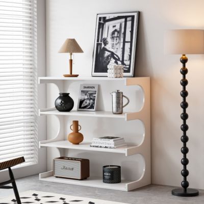 4-Tier White Book Shelf & Coffee Table