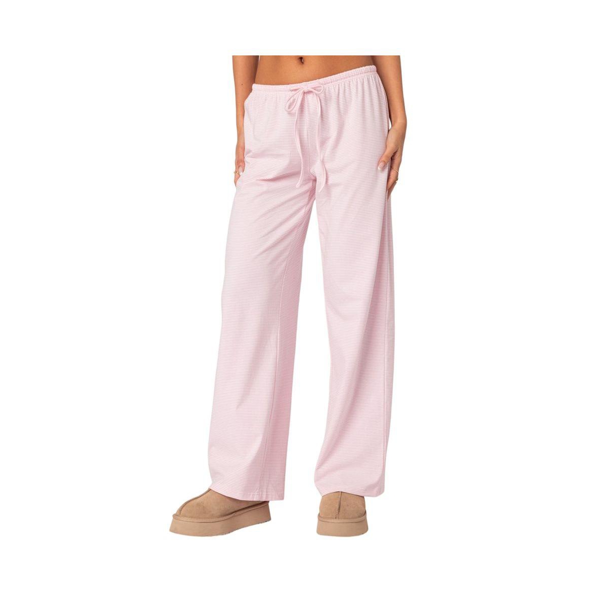 Women's Olivia Striped Loose Fit Pants - Light-pink