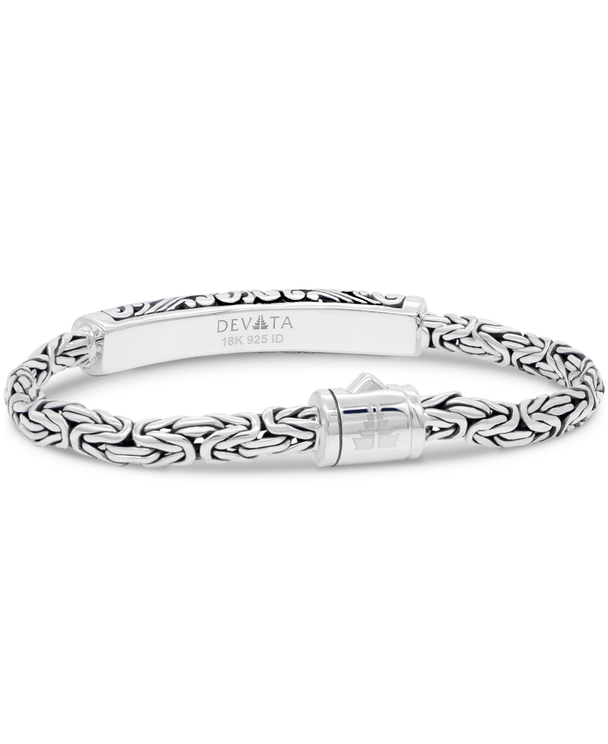 Devata Bali Filigree with Borobudur Oval 5mm Chain Bracelet in Sterlingand 18K Gold - Silver