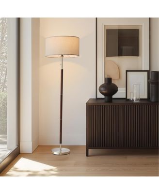 Carter 65" LED Classic Floor Lamp with Walnut Wood Finish