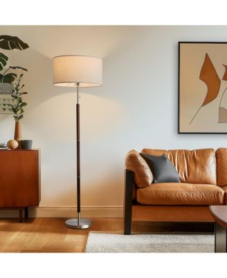 Carter 65" LED Classic Floor Lamp with Walnut Wood Finish