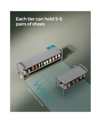 Multi Tier Shoe Rack, Shoe Organizer, Fabric Shoe Shelf Storage, Height-Adjustable Shoe Rack, 2 Tier