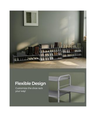 Multi Tier Shoe Rack, Shoe Organizer, Fabric Shoe Shelf Storage, Height-Adjustable Shoe Rack, 2 Tier