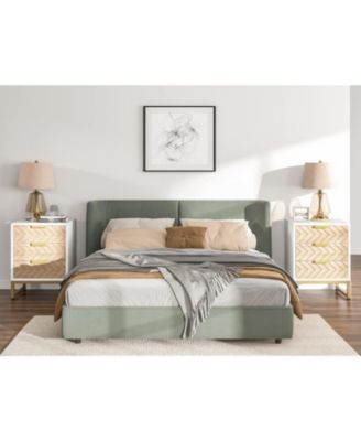 Nightstand Set of 2, White Gold Bedside Tables with 3 Drawers, for Bedroom Living Room