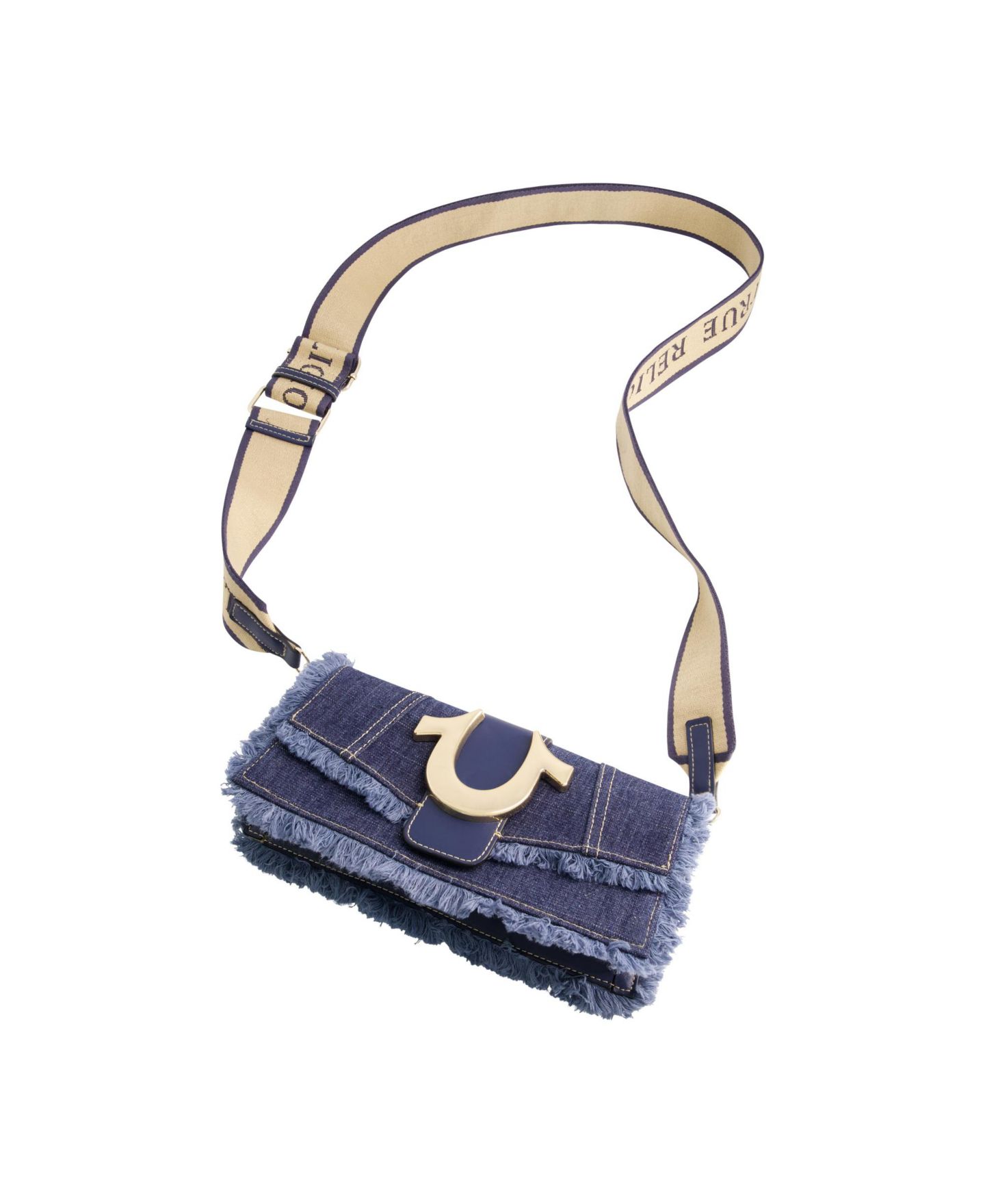 Женская сумка True Religion Frayed Denim Flap with Logo Strap, цвет: Джинсовый / Тёмный синий — фото 4