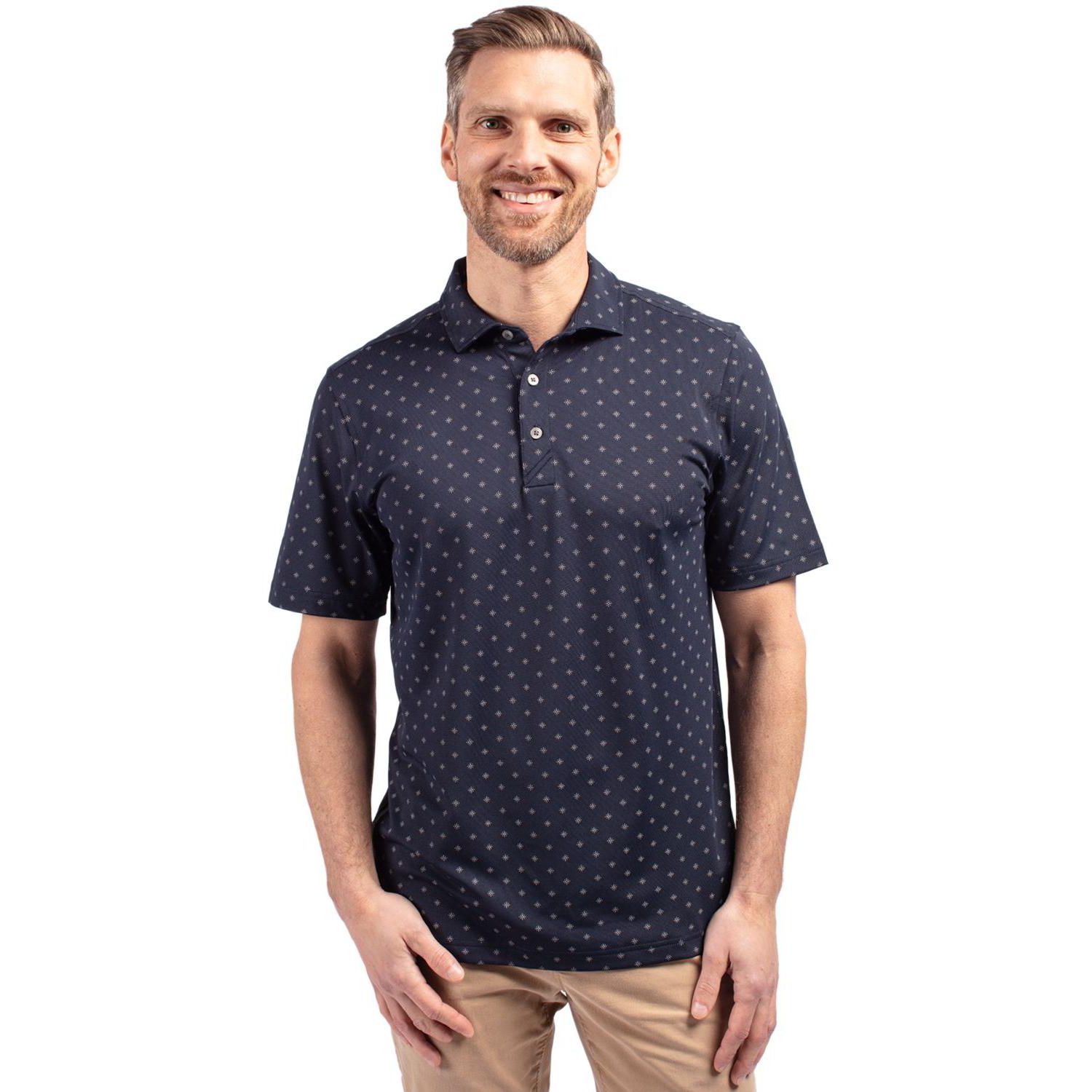 Men's Virtue Eco Pique Tile Print Recycled Polo Shirt
