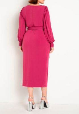 Women's Plus Size Cross Front Midi Dress