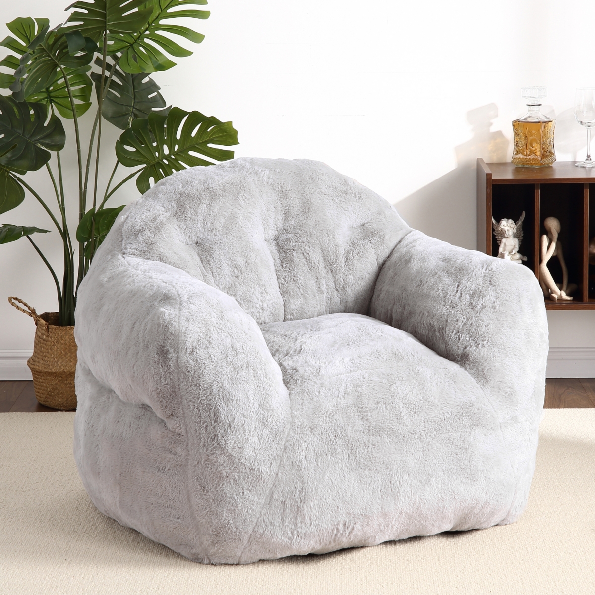 Caromio Giant Bean Bag Sofa Chair with Armrests for Adults High-Density Foam Stuffed