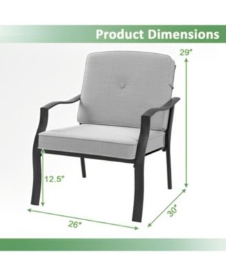 2 Piece Patio Metal Chairs with Seat and Back Cushions