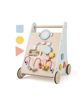 Wooden Baby Walker with Multiple Activities Center for Over 1 Year Old