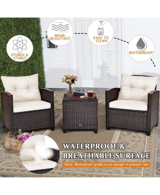 SUGIFT 3 Pieces Rattan Patio Furniture Set with Washable Cushion