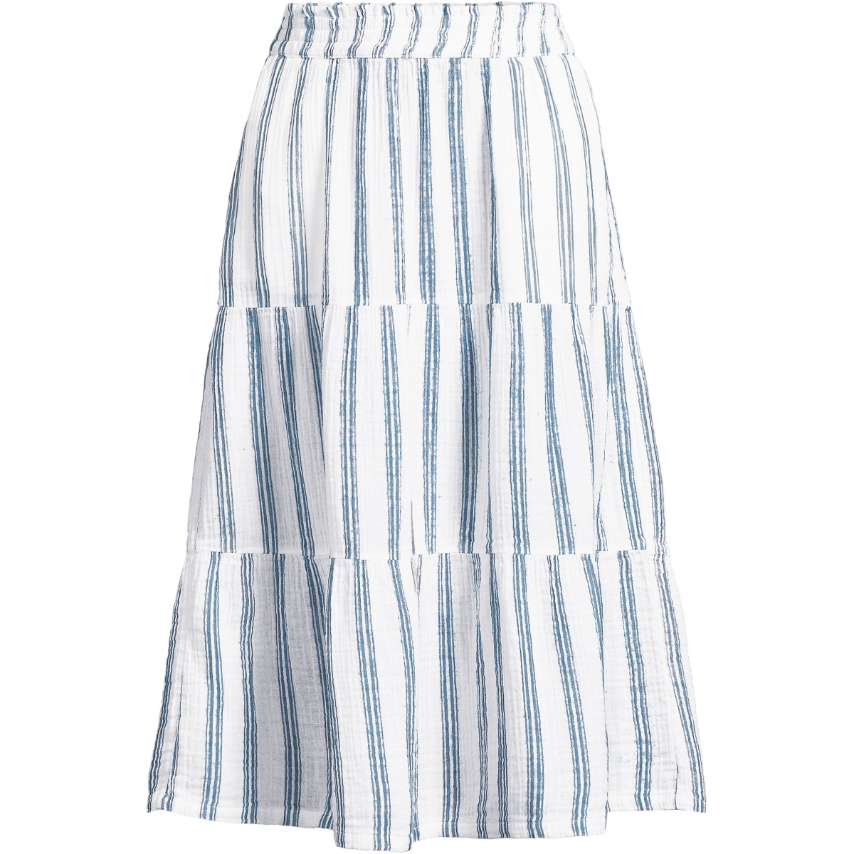 Lands' End Women's High Rise Tiered Gauze Midi Skirt