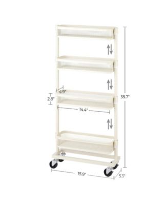 Slim Storage Cart, 4-tier Slide-out Trolley For Small Spaces, Bathroom, With Wire Baskets