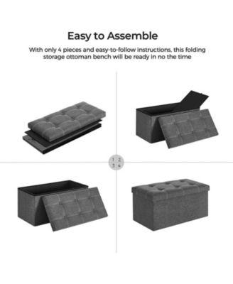 Storage Ottoman Bench, 21 Gal. Folding Chest, Bed End Stool, Footstool With Breathable