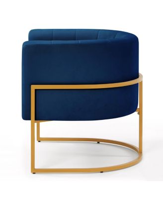  Navy Velvet Accent Chair with Gold Stand