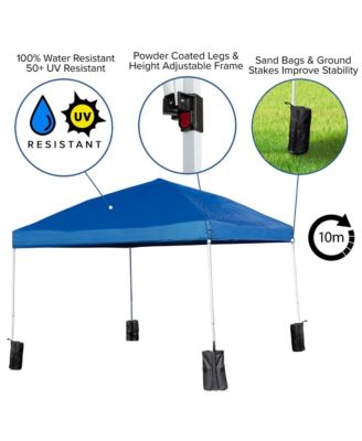 Portable Tailgate And Camping Set With Pop Up Event Canopy Tent With Wheeled Case And Folding Table With Benches Set