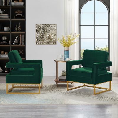 Gold base velvet accent chair, Jade