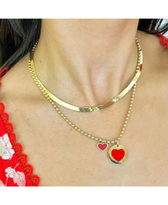 Coral Heart Charm 14K Gold 10 millimeters