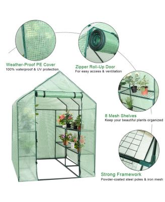 Mini Walk-In Greenhouse with 8 Shelves for Outdoor Gardening